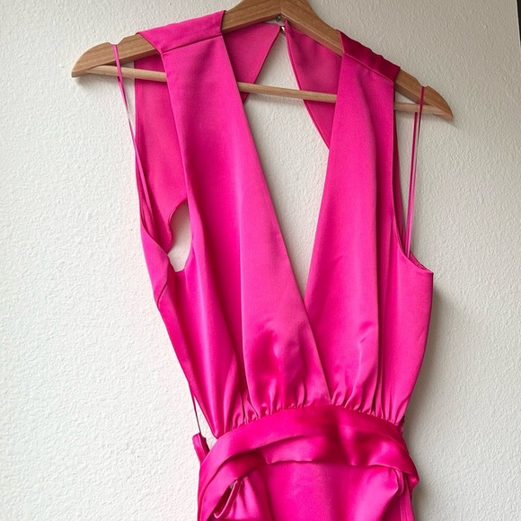 NWT Ramy Brook Milan Open Tie Back Column Gown Hot Pink Sz 12 - Picture 6 of 15